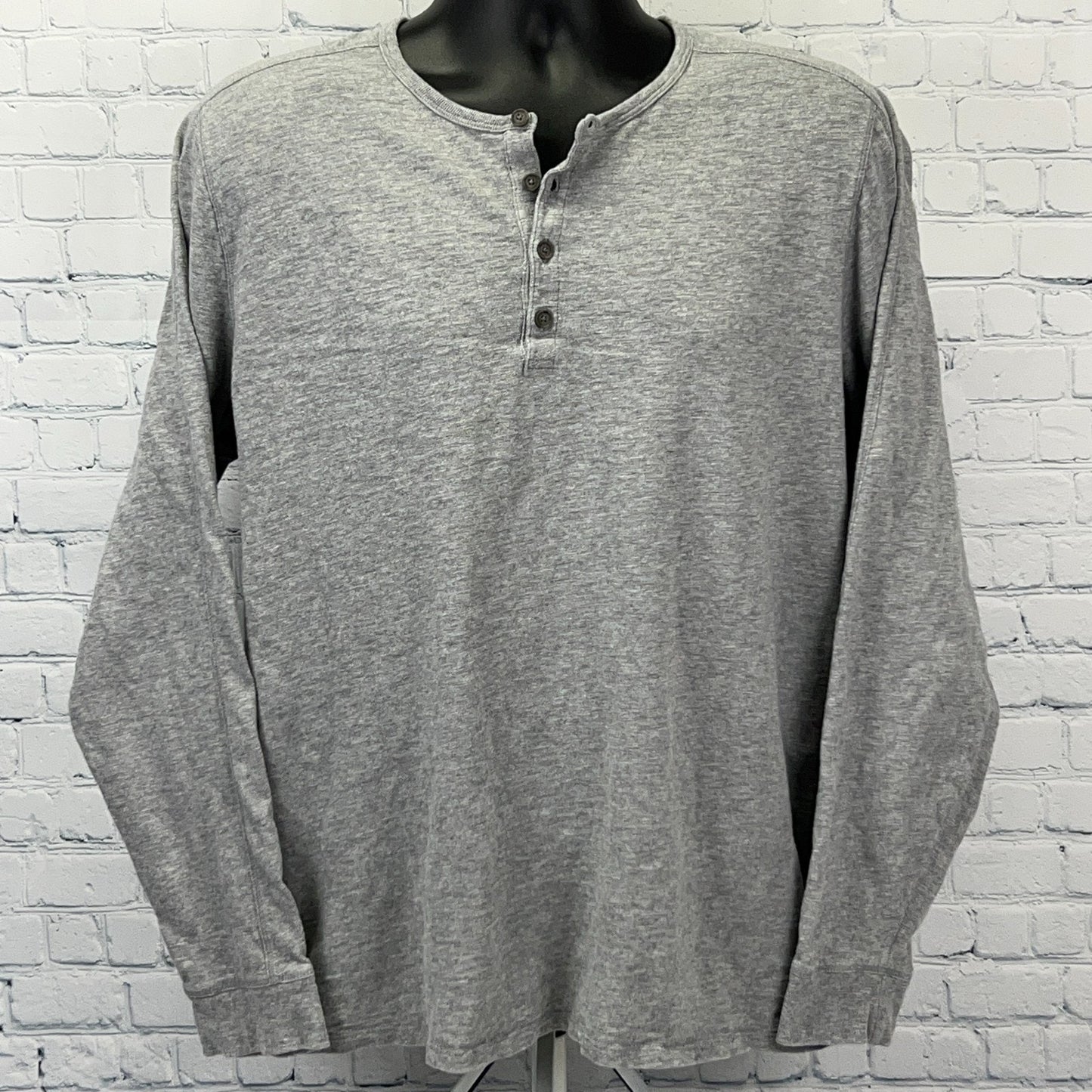 Vince Henley T Shirt Long Sleeve Cotton Heathered Gray Mens XL X-Large
