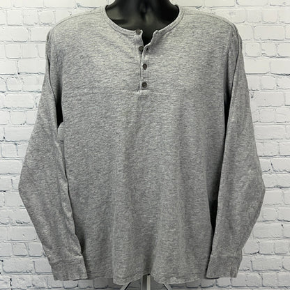 Vince Henley T Shirt Long Sleeve Cotton Heathered Gray Mens XL X-Large
