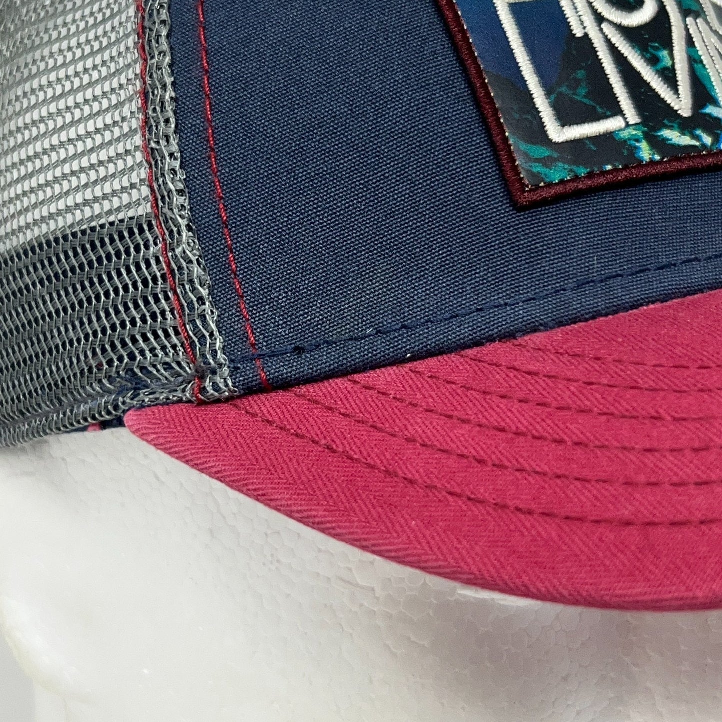 Higher Living Patch Trucker Hat Baseball Cap Prana 6 Panel Mesh Snapback Blue