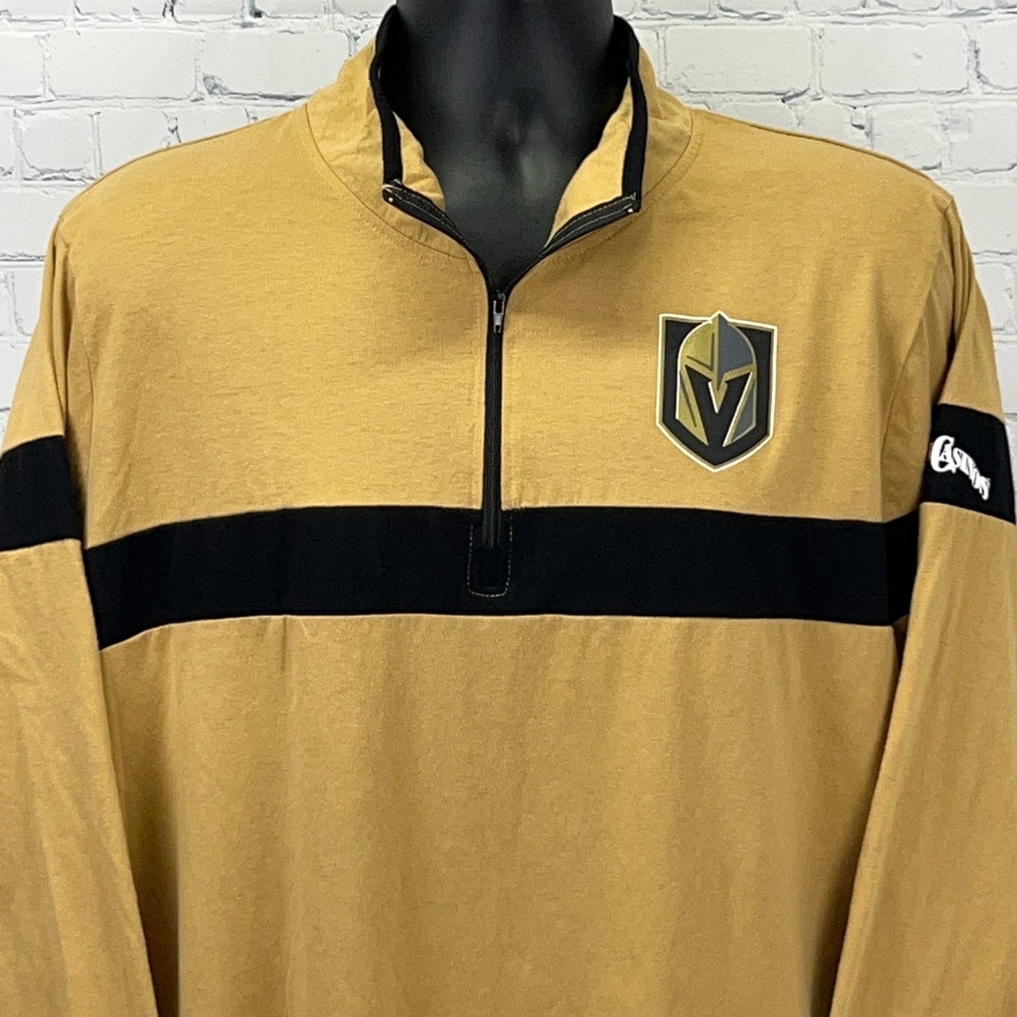 Las Vegas Golden Knights 1/4 Zip Pullover T Shirt L Large Yellow Station Casinos