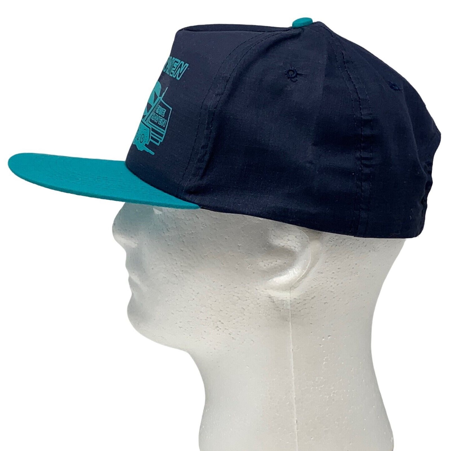 Gorra de béisbol vintage Erie Haven Concrete con diseño de camión mezclador de cemento azul