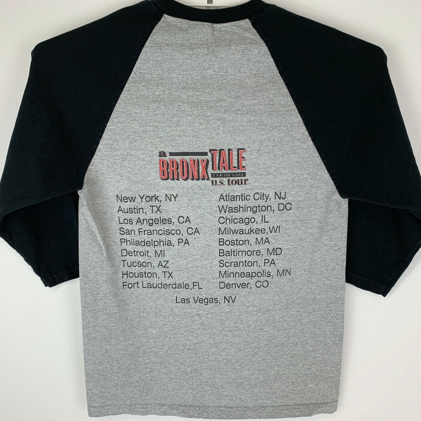 A Bronx Tale Tour Raglan Camiseta Musical Nueva York Gris Negro Camiseta Gráfica Pequeña