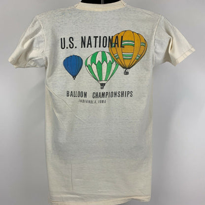 Indianola Hot Air Balloon Championships Vintage 70s T Shirt Medium Mens Beige