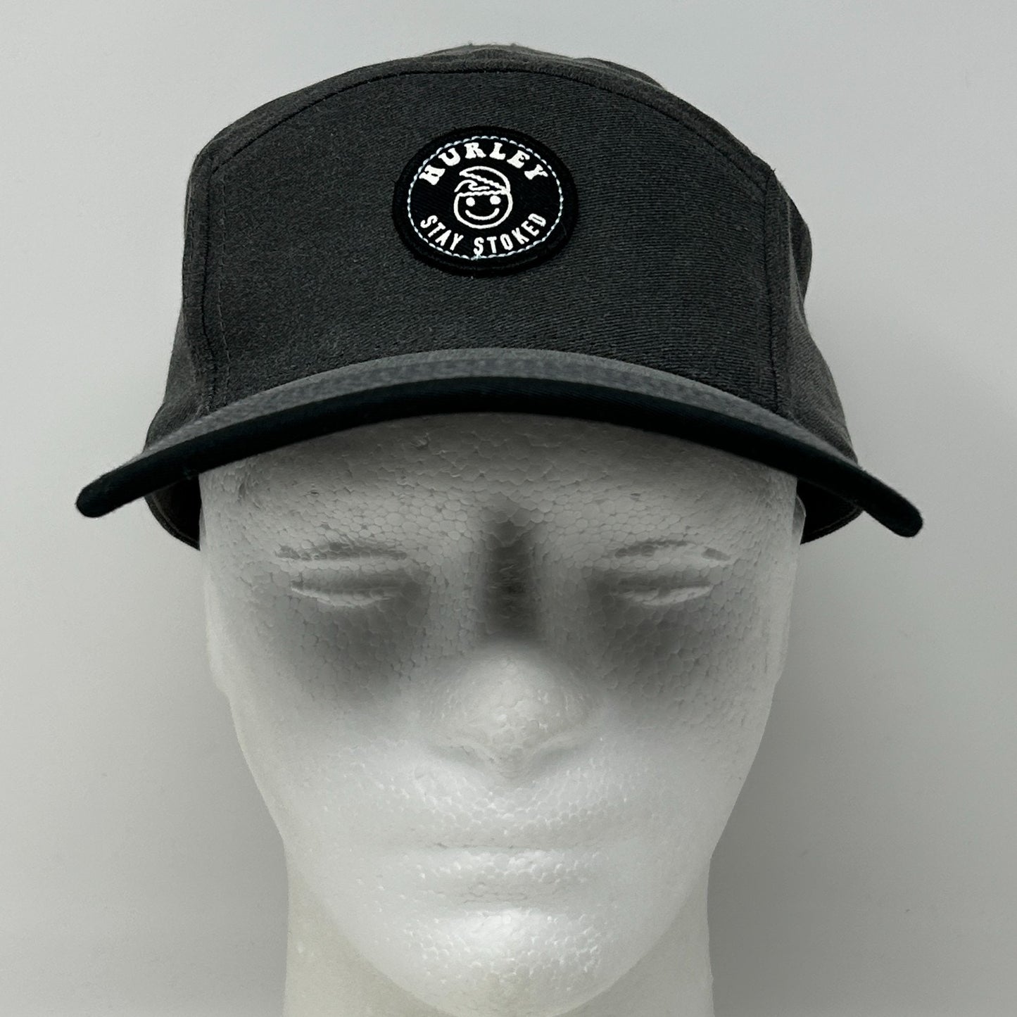 Hurley Stay Stoked Camp Hat Baseball Cap Surfer Surfing Strapback Gray 5 Panel - Neon Vintage