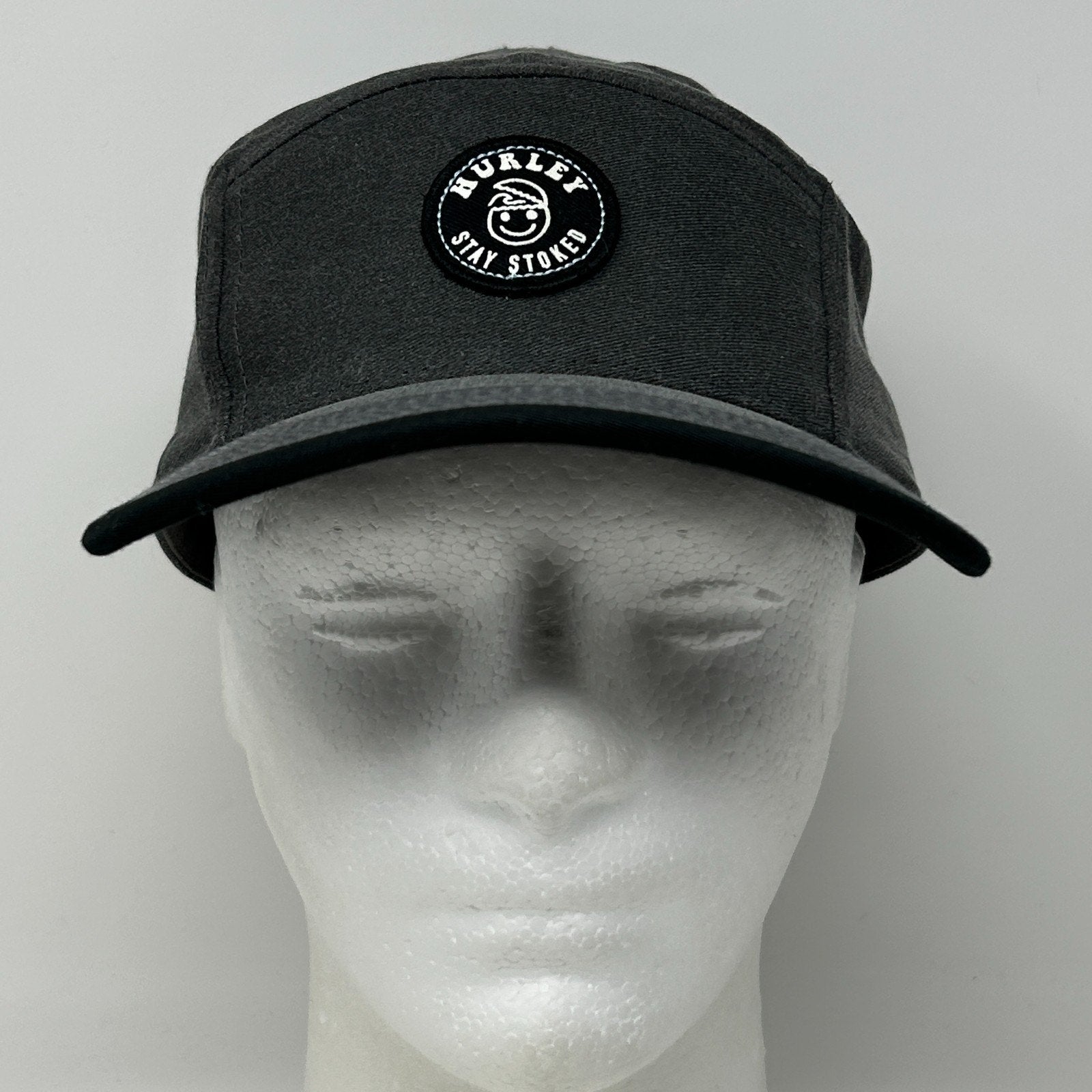 Hurley Stay Stoked Camp Hat Baseball Cap Surfer Surfing Strapback Gray 5 Panel - Neon Vintage