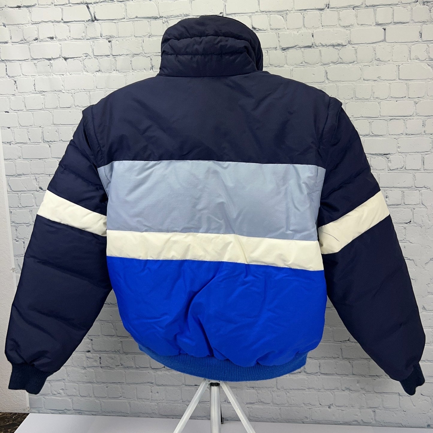 Vintage Edelweiss White Stag Down Ski Jacket Removable Sleeves Blue XL X-Large