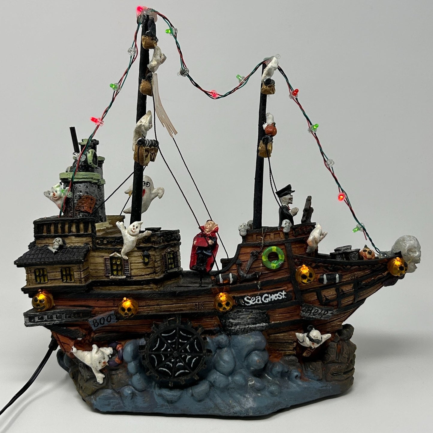 Halloween Village Pirate Ship With Motion Movement LED Lights Sea Ghost Target