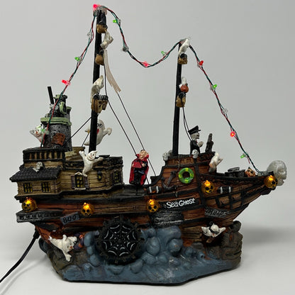 Halloween Village Pirate Ship With Motion Movement LED Lights Sea Ghost Target