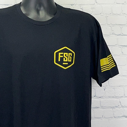 Freedom Street Garage T Shirt L Large Black Patriotic Cars FSG Short Sleeve Tee