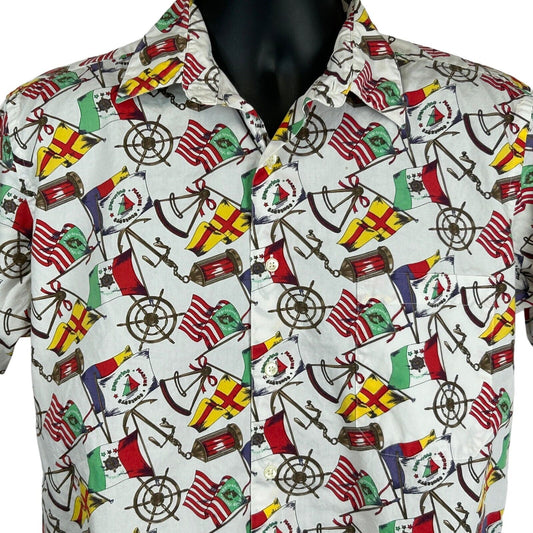 Camisa náutica vintage años 90 con botones en la parte delantera, color blanco mediano, para yate, de Sporutino Marine, para hombre