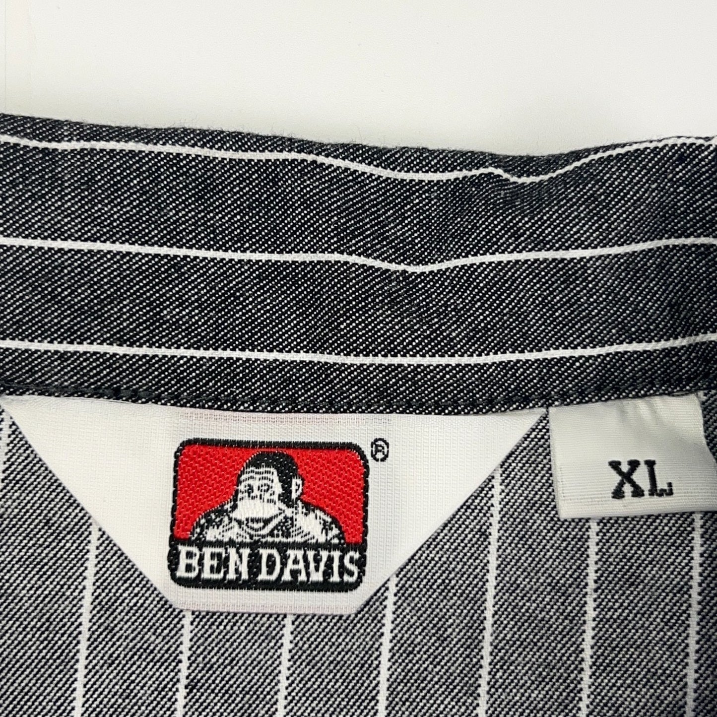 Ben Davis Hickory Striped Pullover 1/4 Zip Shirt XL X-Large Gray Short Sleeve