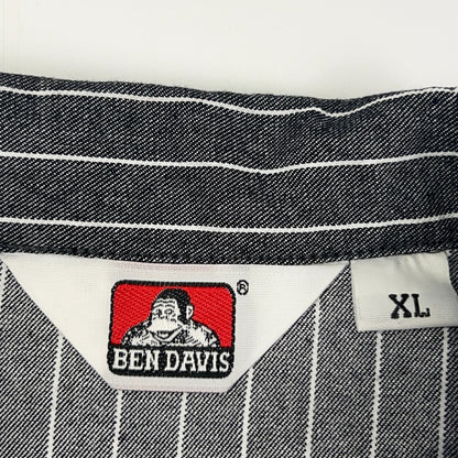 Ben Davis Hickory Striped Pullover 1/4 Zip Shirt XL X-Large Gray Short Sleeve