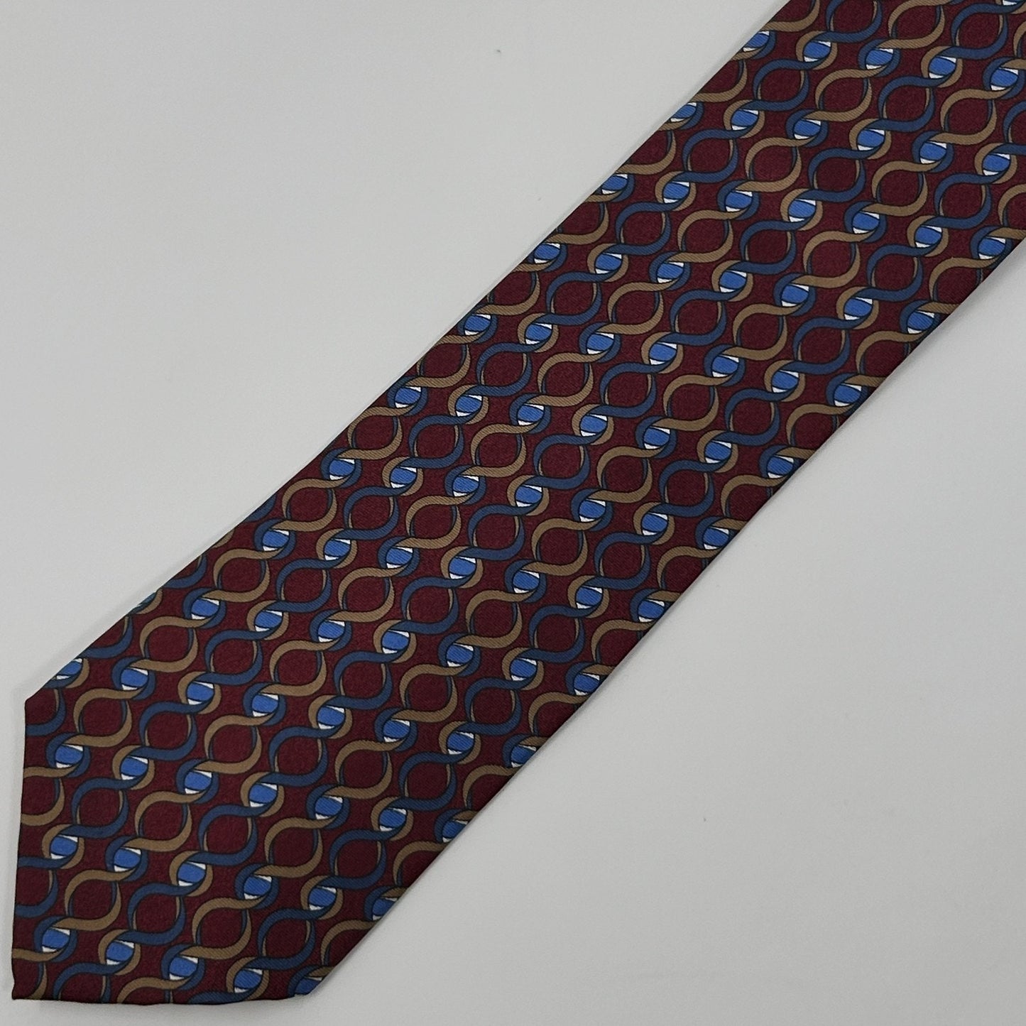 Vintage 90s Christian Dior Monsieur Tie Necktie Red Chain Link Silk Made In USA - Neon Vintage