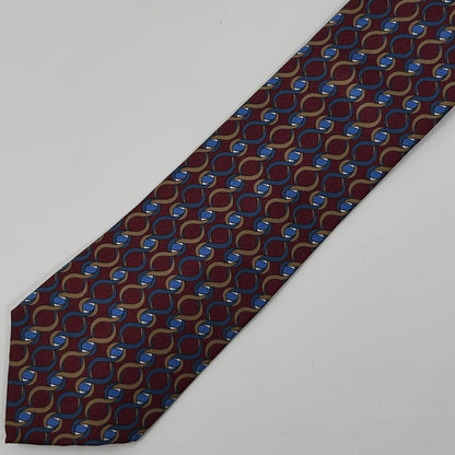 Vintage 90s Christian Dior Monsieur Tie Necktie Red Chain Link Silk Made In USA - Neon Vintage