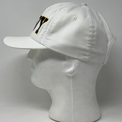Vintage 90s US Navy Hat Baseball Cap USN Military Snapback White Made In USA