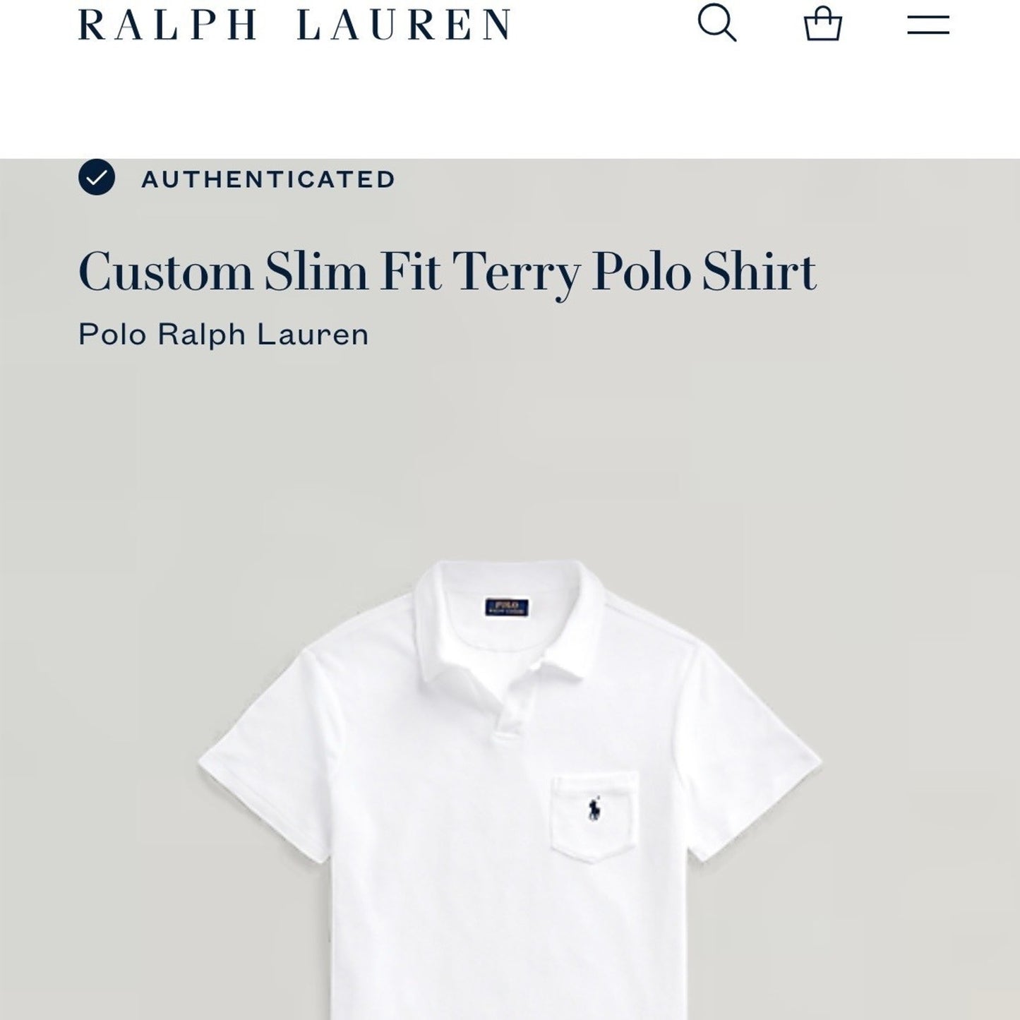 Polo Ralph Lauren Terry Cloth Polo Shirt White Johnny Collar Pocket Mens L Large