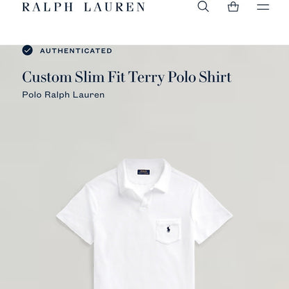 Polo Ralph Lauren Terry Cloth Polo Shirt White Johnny Collar Pocket Mens L Large