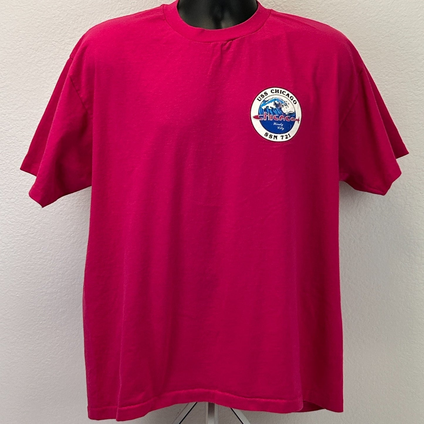 Vintage 90s USS Chicago SSN 721 T Shirt Submarine USN US Navy Pink XL X-Large