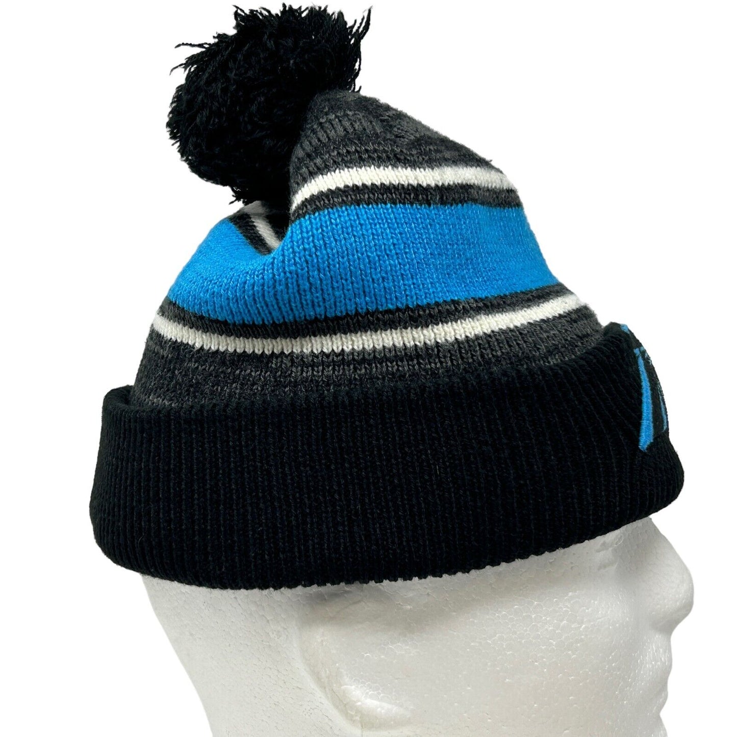 Carolina Panthers Pom Pom Beanie Hat Cuffed Toque Negro NFL Fútbol 47 Marca