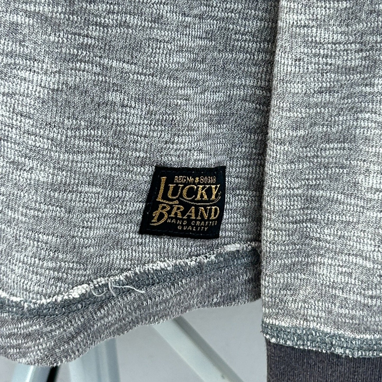 Lucky Brand Henley T Shirt Long Sleeve Gray L Large
