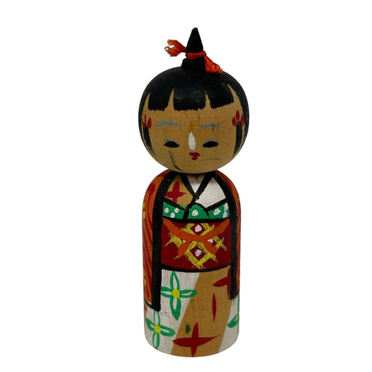 Vintage Japanese Wooden Kokeshi Nodder Doll Bobblehead Handmade Folk Art
