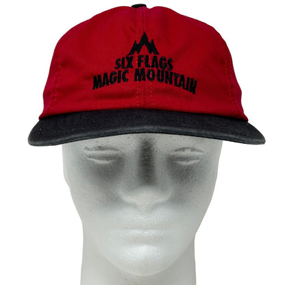 Six Flags Magic Mountain Vintage 90s Hat Made In USA Red Snapback Baseball Cap