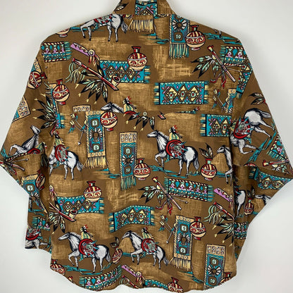 Panhandle Slim Native American Vintage Button Front Shirt Indian Western Medium