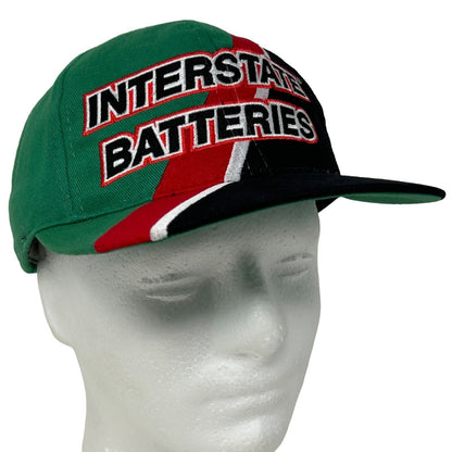 Vintage NASCAR Interstate Batteries Racing Baseball Hat Cap 90s Green Snapback