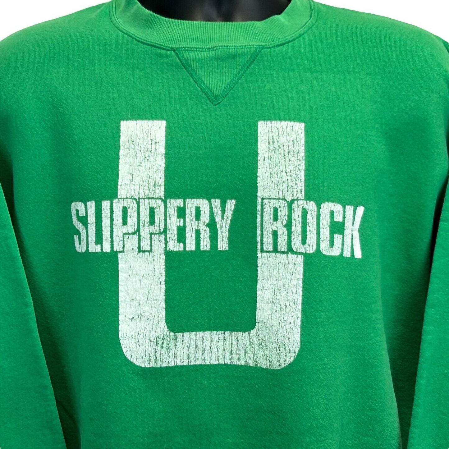 Sudadera vintage de la Universidad Slippery Rock, talla grande, para hombre, color verde, de Pennsylvania