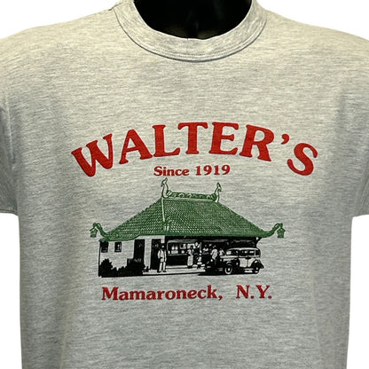 Vintage Walters Hot Dog Stand T Shirt Mens Small Mamaroneck NY New York 90s Gray