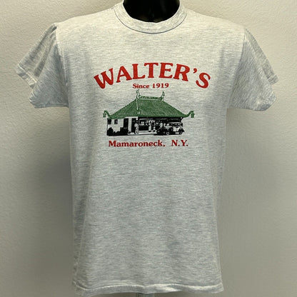 Vintage Walters Hot Dog Stand T Shirt Mens Small Mamaroneck NY New York 90s Gray