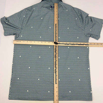 Under Armour Playoff 2.0 Golf Flags Polo Shirt M Medium Blue Green Loose Fit