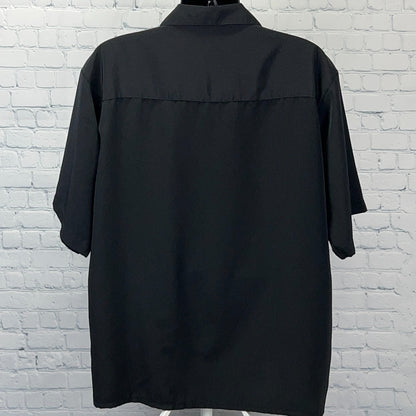 Vintage 90s MT:2 Flames Button Front Camp Shirt Fire Rockabilly Black XL X-Large