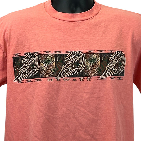 Vintage 90s Hawaii Surfing T Shirt Mens L Large Orange Surfer Surfboarding USA