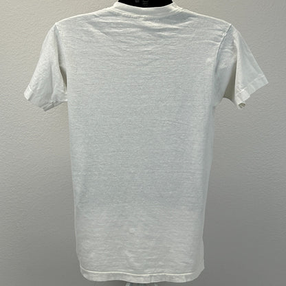 Vintage 80s Distressed Giant Panda Bear T Shirt Hand Painted White Tee S Small