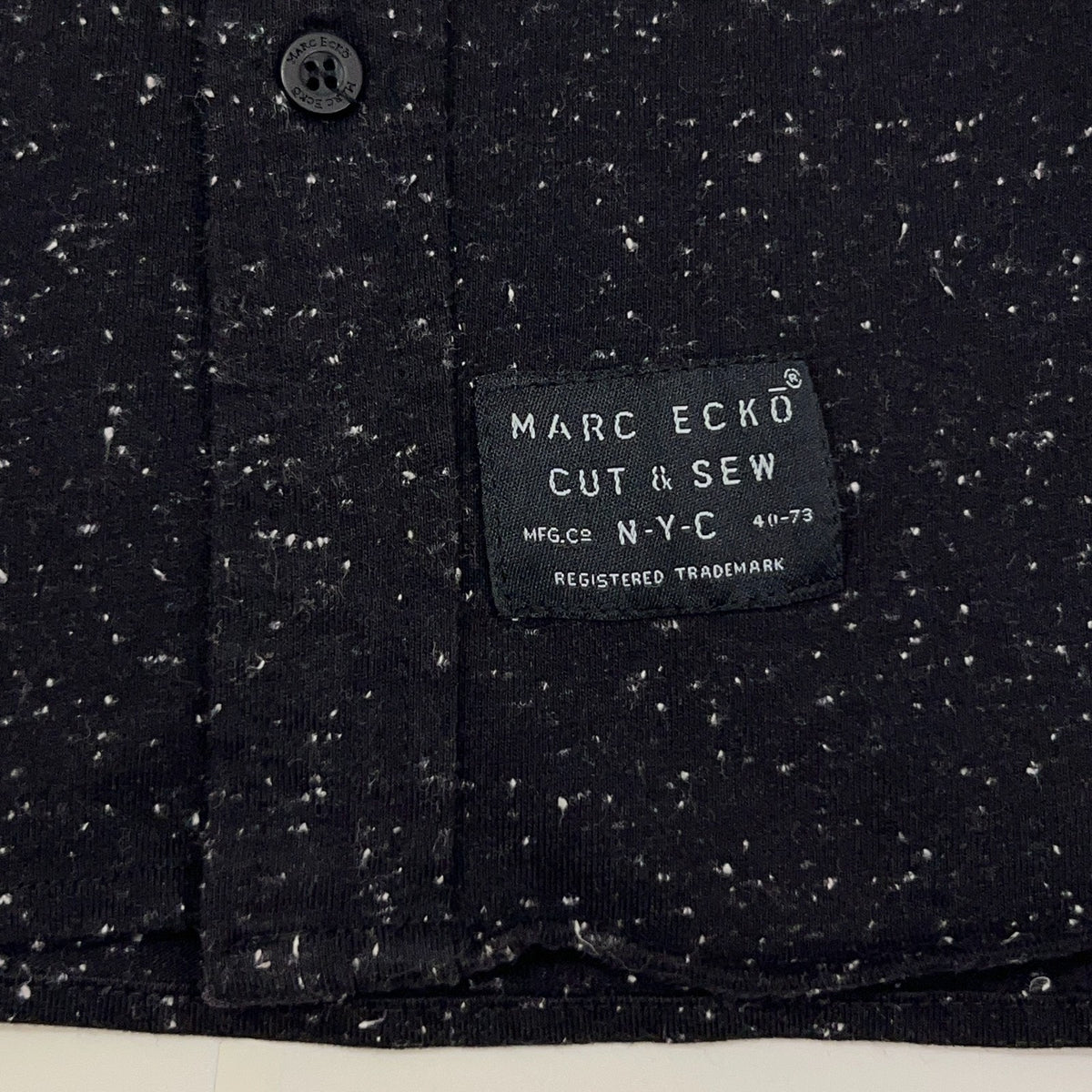 Marc Ecko Cut & Sew Mens Shirt L Large Black Speckled Long Sleeve Button Up