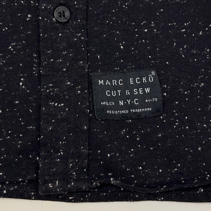 Marc Ecko Cut & Sew Mens Shirt L Large Black Speckled Long Sleeve Button Up