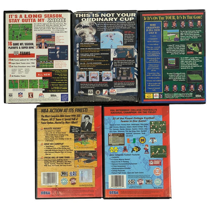 Lot Of 5 Sega Genesis Sports Video Games NFL Football Golf Hockey Basketball