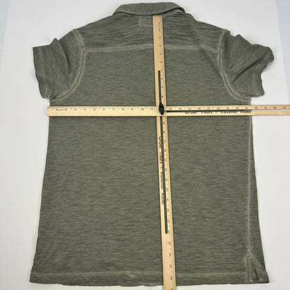 Rock & Republic Polo Shirt Distressed Look Short Sleeve Green L Large