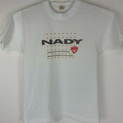 Vintage NADY Systems T Shirt Small Bass Guitar Amp Microphone 80s USA Mens White