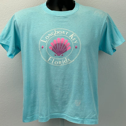 Vintage 80s Longboat Key Florida T Shirt Travel Tourist Tourism Tee Blue S Small