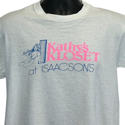 Camiseta vintage de los años 90 de Kathys Kloset en Isaacsons, gran centro comercial, moda fabricada en EE. UU.