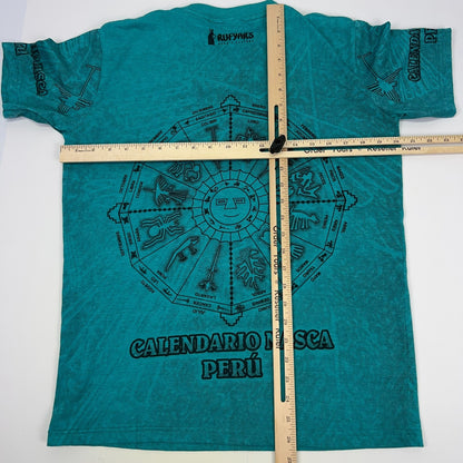 Rufyars Calendario Nazca Nasca Peru Zodiac Unisex Tee Teal Double Sided M Medium