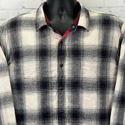 Lucky Brand Reversible Flannel Shirt Mens 2XL XXL Red Black Buffalo Plaid Snap