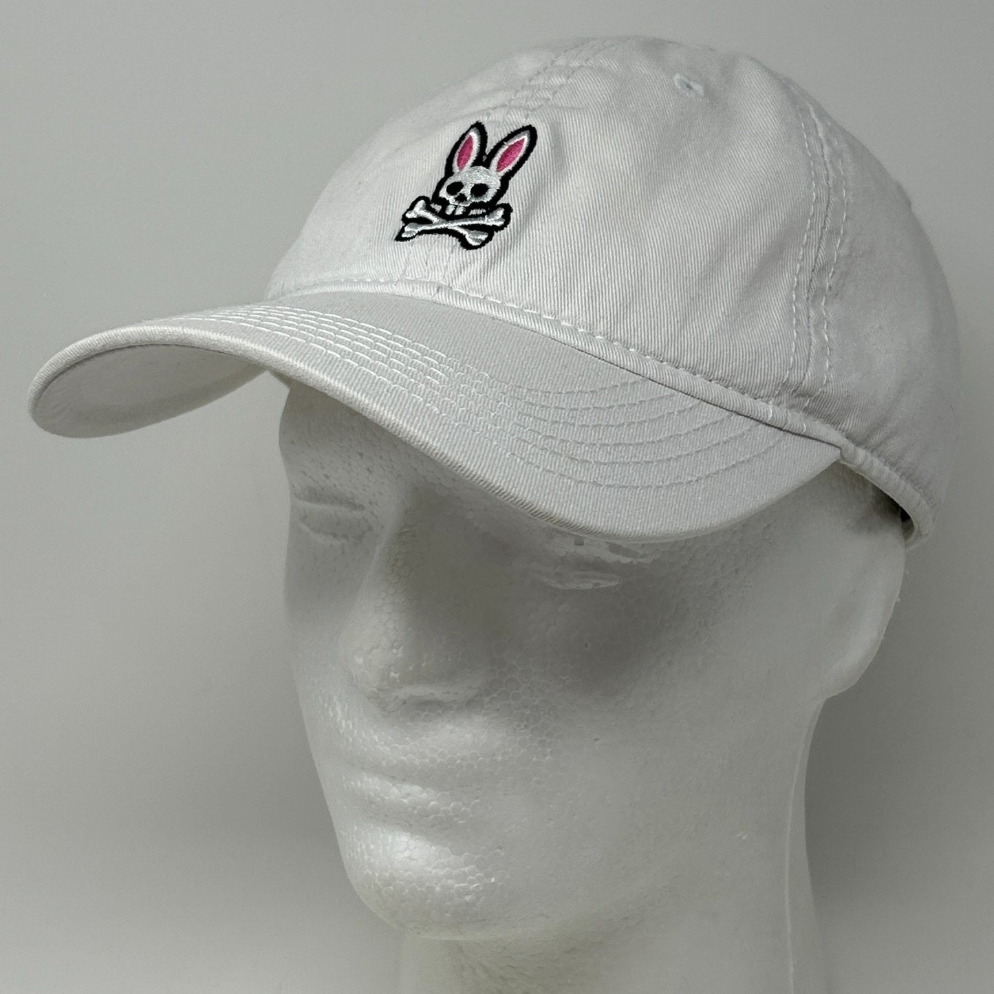 Psycho Bunny Dad Hat Baseball Cap Unstructured 6 Panel Strapback White