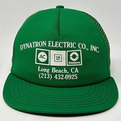 Vintage 80s Dynatron Electric Co Trucker Hat Baseball Cap GM USA Snapback Green