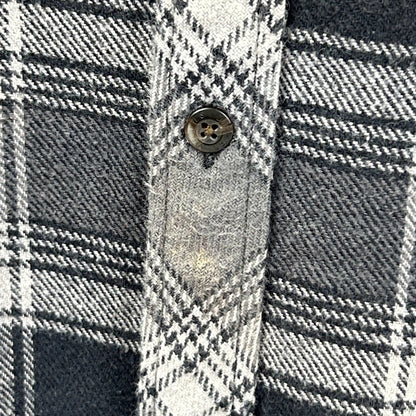 Dickies Heavyweight Flannel Button Front Shirt Grunge Western Gray Plaid 2XL XXL - Neon Vintage