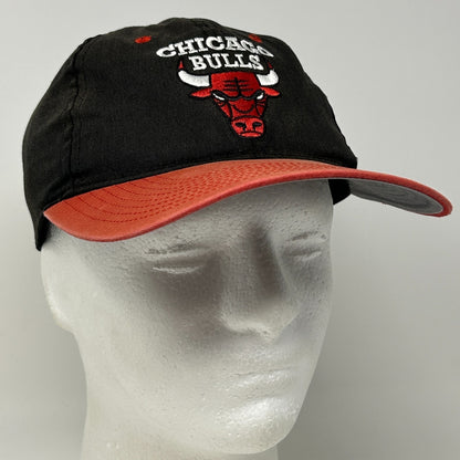 Vintage 90s Chicago Bulls Cap Baseball Hat Logo Twins Enterprise Snapback Black