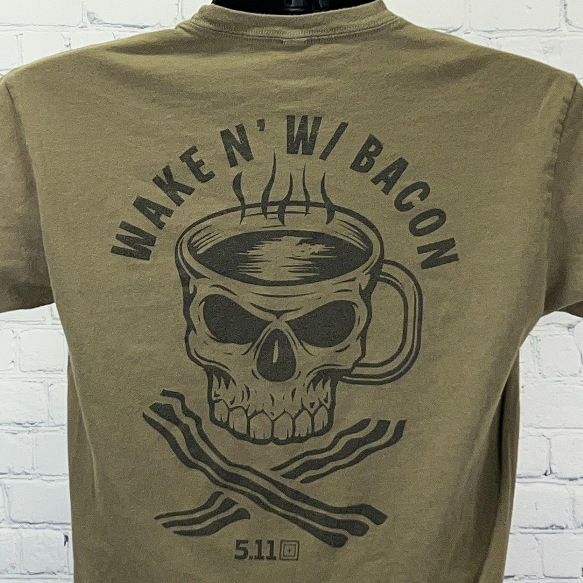 5.11 Tactical Wake N W/ Bacon Skull Coffee オリーブグリーン Tシャツ 511 Tee Sサイズ