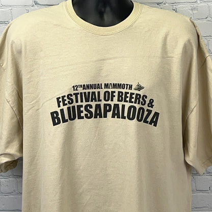Vintage Y2Ks Bluesapalooza Beer Festival T Shirt Mammoth Brewing Beige 2XL XXL